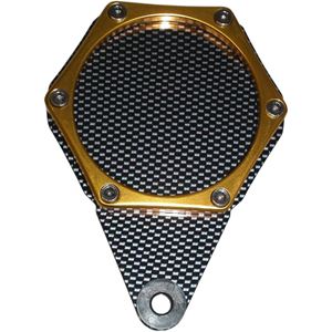 Picture of Tax Disc Holder Hexagon Carbon Look 6 Studs Gold Rim