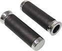 Picture of Grips Leather Black Chrome Ends to fit 7/8" bars (145mm) (Pair)