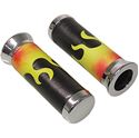 Picture of Grips Leather Flame Style Chrome Ends to fit 1" Handlebars (Pair)