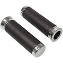 Picture of Grips Leather Black Chrome Ends to fit 1" Bars (150mm) (Pair)