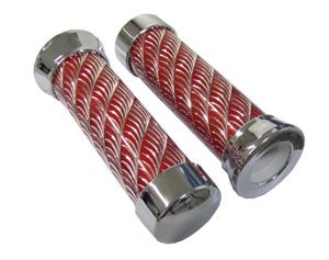 Picture of Grips Aluminium & Red to fit 7/8"Handlebars (Pair)