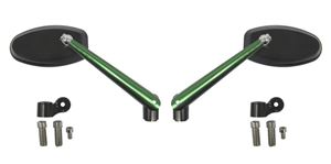 Picture of Mirrors CNC Oval with Black Head & Green Stem 8mm or 10mm (Pair)